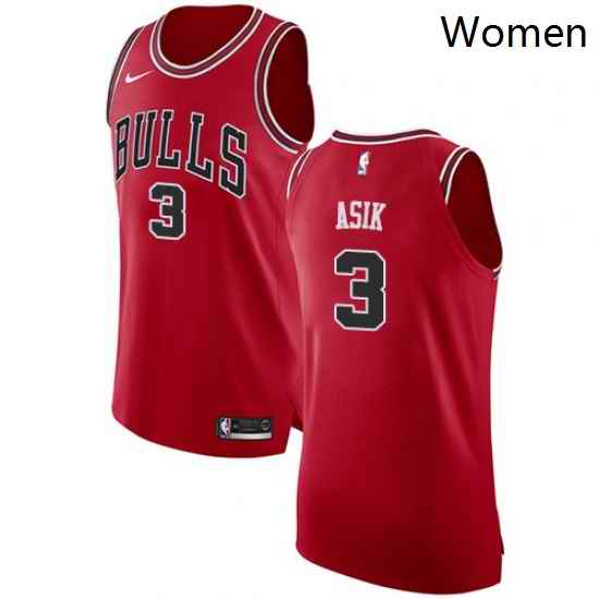 Womens Nike Chicago Bulls 3 Omer Asik Authentic Red Road NBA Jersey Icon Edition